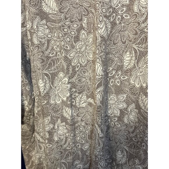 Pure Jill Soft-Sleeve Printed Tunic XL White & Taupe Floral Cotton/Modal Blend - Picture 4 of 5